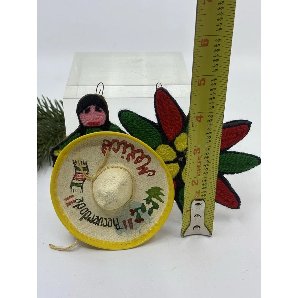 Vintage Huichol Mexican Yarn Folk Art Christmas  Ornaments 3